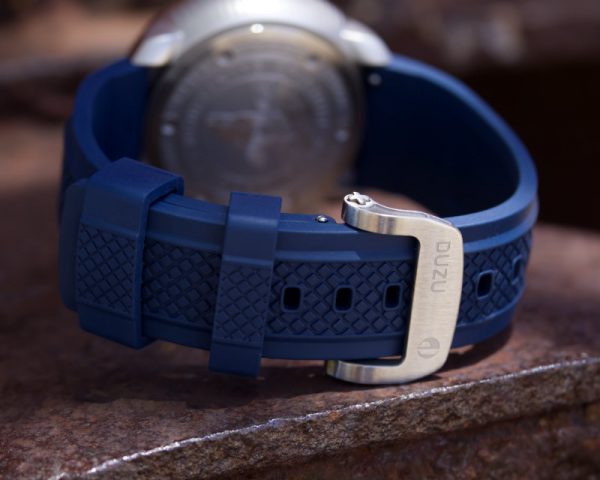 22mm Quick Release Butterfly Deployment Buckle FKM Rubber Watch Band - Blue - Image 5