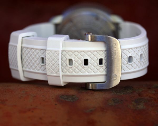 22mm Quick Release Butterfly Deployment Buckle FKM Rubber Watch Band - White - Image 8